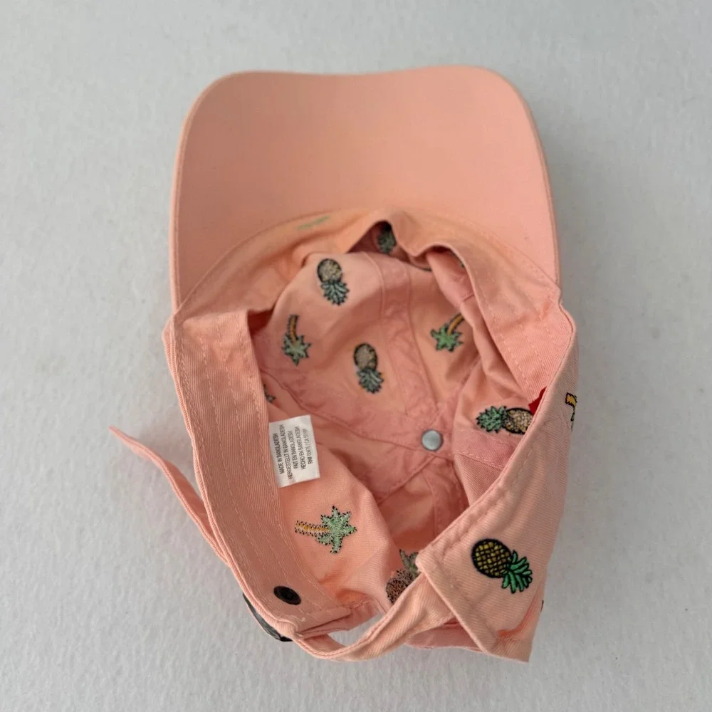 Pink Pineapple Palm Tree Embroidered Baseball Cap Tropical Dad Hat Adjustable